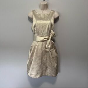 Eliza J Gold Shimmer Vintage Dress With Bow Size 6